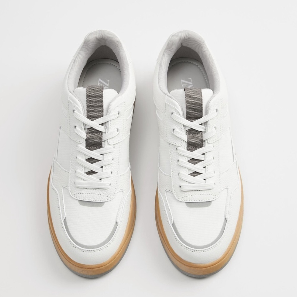 ZARA COMBINATION LEATHER SNEAKERS SZ 7 - Picture 5 of 8